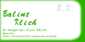 balint klich business card
